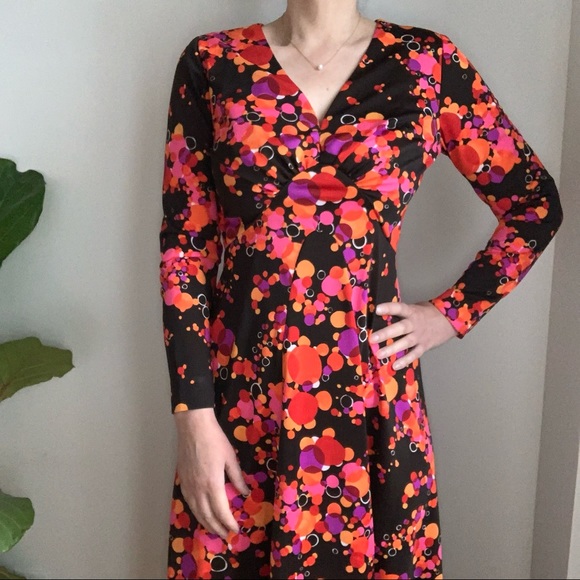 Vtg Maxi Dress Handmade Long Sleeves Multicolored - Picture 3 of 16